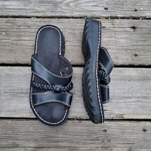 Vintage 90s y2k Lower East Side Chunky Lug Sole Jammer‎ Platform Slide Sandals